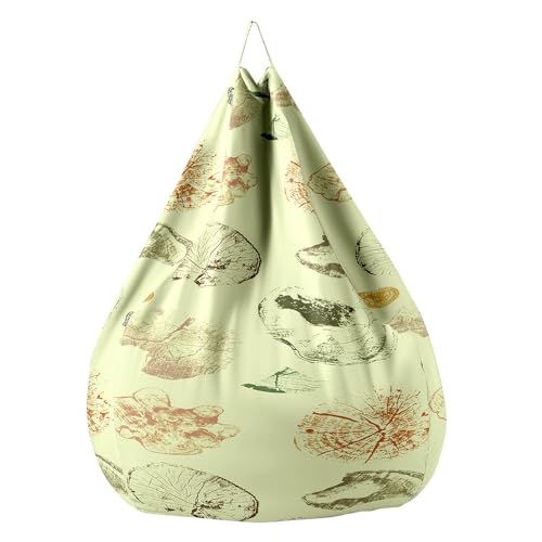 FANSU Baumring-Druck Sitzsack, Sitzsack Ohne Füllung Waschbar Sitzbeutelabdeckung, Textile Aufbewahrung für Kinder Erwachsene (Beige,80x90cm) von FANSU