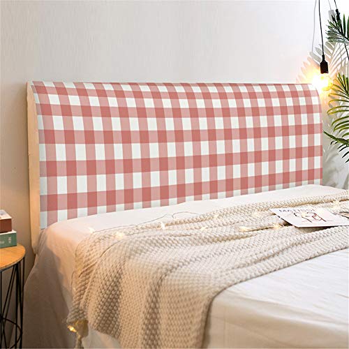 FANSU Bett Kopfteil Bezug Hussen, Plaid Drucken Staubdicht Bettkopfteil Hussen Elastische Dehnbare All-Inclusive Staubdichte Abdeckung für Schlafzimmer Bett Dekor (Rosa,180cm) von FANSU