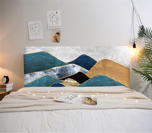FANSU Bettkopfteil Hussen Bett Kopfteil Bezug Hussen Elastische Marmor Druck Staubdicht Schutzhülle Waschbar Staubdichte Abdeckung Schlafzimmer Kopfteil Schlafzimmer Dekor (Blaue Landschaft,180cm) von FANSU