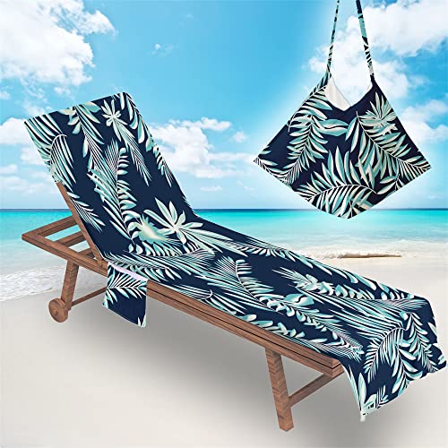 FANSU Blatt-Thema Schonbezug für Gartenliege Frottee Liegenauflage Garten Sonnenliege Handtuch mit 2 Taschen Stuhl Strandtuch für Schwimmbäder, Strände (75x210cm,nordisches Blatt) von FANSU