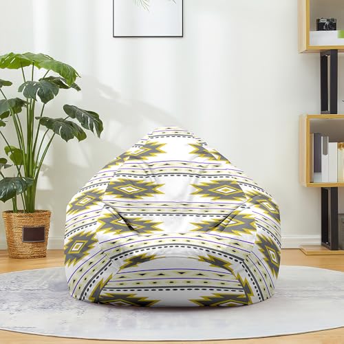 FANSU Bohème-Stil Sitzsack, Sitzsack Ohne Füllung Waschbar Sitzbeutelabdeckung, Textile Aufbewahrung für Kinder Erwachsene (Grau-Gold,100x120cm) von FANSU