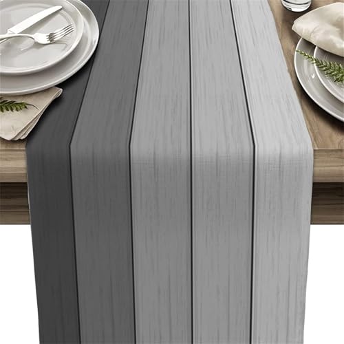 FANSU Bunte Streifen Tischläufer, Herbst Dekoration, Leinen Tischdecke, Waschbarer Tischdeko, Tischläufer Modern für Party, Kaffee, Esszimmer, Kommode, Schlafzimmer (33x120cm,Grau) von FANSU