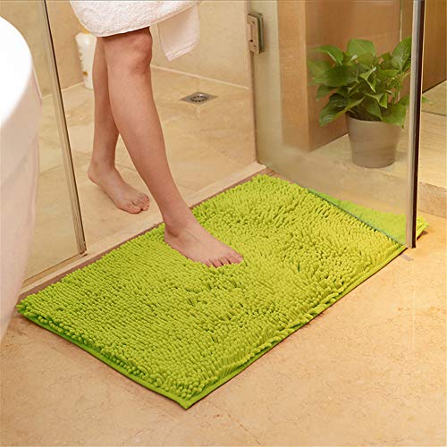 FANSU Chenille-Matte, Badezimmer rutschfest Badvorleger Weich Badteppich Waschbar Duschvorleger aus Chenille Mikrofaser Waschbar Badewanne Matten Wohnungsdekoration (50x80,Grasgrün) von FANSU