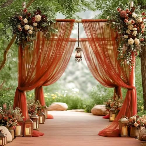 FANSU Chiffon Vorhang Hochzeit, Vorhang Hochzeitsbogen Querbehang Deko Gardine 1 Stück Freihanddeko Gardinen Chiffon Tüll Deko Tüll Dekostoff für Dekoration Torbogen (Karamellfarbe A,80x800cm) von FANSU