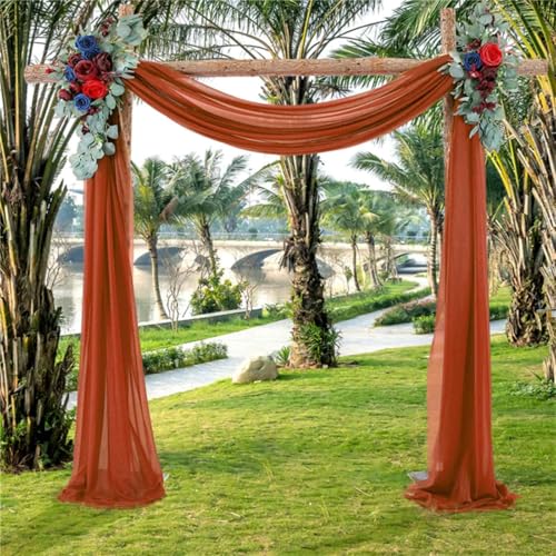 FANSU Chiffon Vorhang Hochzeit, Vorhang Hochzeitsbogen Querbehang Deko Gardine 1 Stück Freihanddeko Gardinen Chiffon Tüll Deko Tüll Dekostoff für Dekoration Torbogen (Karamellfarbe B,75x600cm) von FANSU
