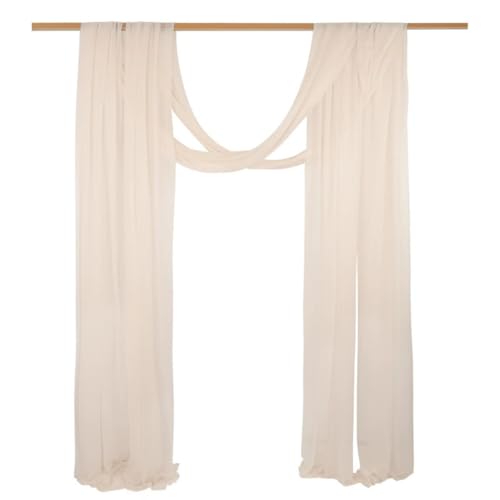 FANSU Chiffon Vorhang Hochzeit, Vorhang Hochzeitsbogen Querbehang Deko Gardine 2 Stück Freihanddeko Gardinen Chiffon Tüll Deko Tüll Dekostoff für Dekoration Torbogen (Champagnerfarbe B,75x600cm) von FANSU