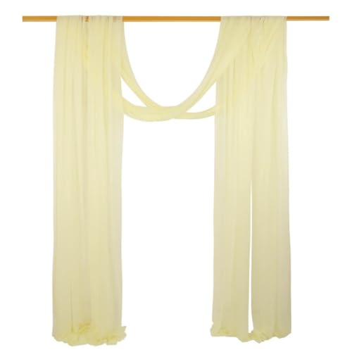 FANSU Chiffon Vorhang Hochzeit, Vorhang Hochzeitsbogen Querbehang Deko Gardine 2 Stück Freihanddeko Gardinen Chiffon Tüll Deko Tüll Dekostoff für Dekoration Torbogen (Hellgelb B,75x600cm) von FANSU