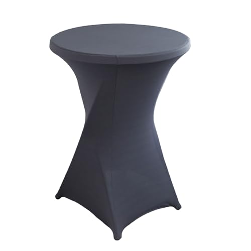FANSU Cocktail Stretch Tischdecken, Cocktail Party Tischdecke Elegant Stretch Stehtisch Husse für Bistrotisch, 4 Fußtaschen Rund Stehtischhusse für Bar Hochzeit (60x110cm,Dunkelgrau) von FANSU