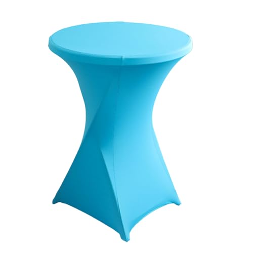 FANSU Cocktail Stretch Tischdecken, Cocktail Party Tischdecke Elegant Stretch Stehtisch Husse für Bistrotisch, 4 Fußtaschen Rund Stehtischhusse für Bar Hochzeit (80x110cm,Blau) von FANSU