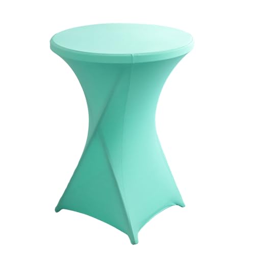 FANSU Cocktail Stretch Tischdecken, Cocktail Party Tischdecke Elegant Stretch Stehtisch Husse für Bistrotisch, 4 Fußtaschen Rund Stehtischhusse für Bar Hochzeit (80x110cm,Cyanfarbe) von FANSU