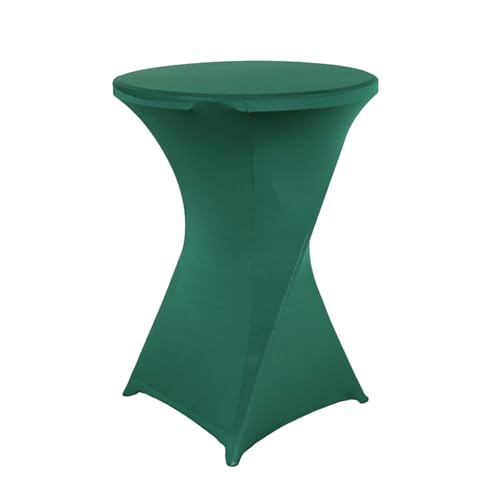 FANSU Cocktail Stretch Tischdecken, Cocktail Party Tischdecke Elegant Stretch Stehtisch Husse für Bistrotisch, 4 Fußtaschen Rund Stehtischhusse für Hochzeit Bar (Dunkelgrün,70x110cm) von FANSU