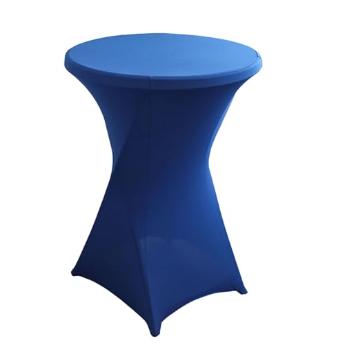 FANSU Cocktail Stretch Tischdecken, Cocktail Party Tischdecke Elegant Stretch Stehtisch Husse für Bistrotisch, 4 Fußtaschen Rund Stehtischhusse für Hochzeit Bar (Königsblau,80x110cm) von FANSU