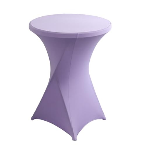 FANSU Cocktail Stretch Tischdecken, Cocktail Party Tischdecke Elegant Stretch Stehtisch Husse für Bistrotisch, 4 Fußtaschen Rund Stehtischhusse für Hochzeit Bar (Lila,80x110cm) von FANSU