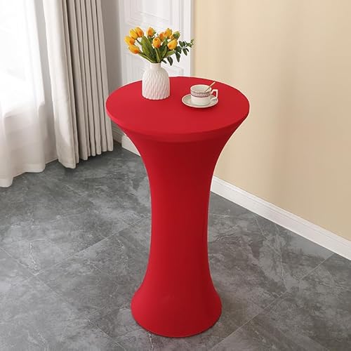 FANSU Cocktail Stretch Tischdecken, Cocktail Party Tischdecke Elegant Stretch Stehtisch Husse für Bistrotisch, Rund Stehtischhusse Waschbar für Dekoration Bar Hochzeit (60x110cm,Weinrot) von FANSU