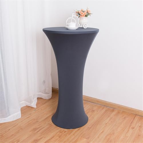 FANSU Cocktail Stretch Tischdecken, Cocktail Party Tischdecke Elegant Stretch Stehtisch Husse für Bistrotisch, Rund Stehtischhusse Waschbar für Dekoration Hochzeit Bar (Dunkelgrau A,70x110cm) von FANSU