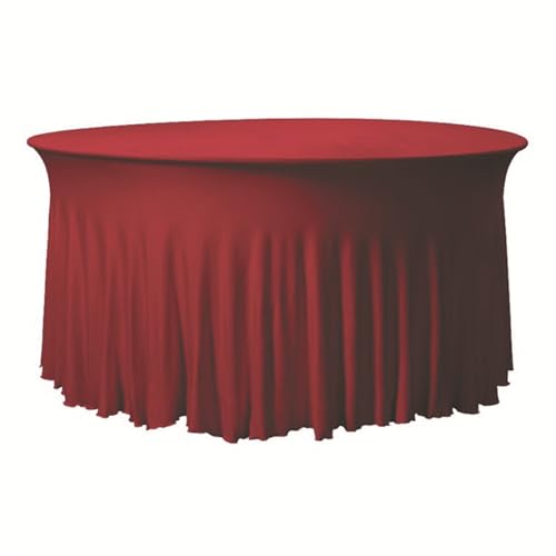 FANSU Cocktail Tischdecke, Tischdecke mit Rock Spandex Tischrock Stehtischhussen Elegant Stretch Stehtisch Husse für Bistrotisch, Cocktail Party Tischdecke (Durchmesser 120cm,Burgunderrot) von FANSU