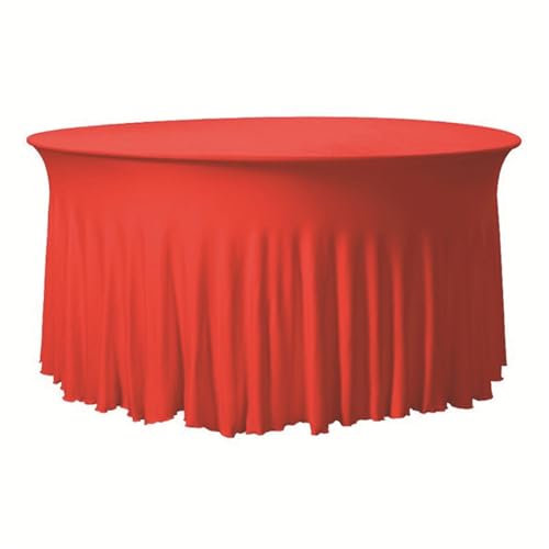 FANSU Cocktail Tischdecke, Tischdecke mit Rock Spandex Tischrock Stehtischhussen Elegant Stretch Stehtisch Husse für Bistrotisch, Cocktail Party Tischdecke (Durchmesser 120cm,Rot) von FANSU