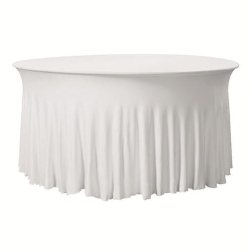 FANSU Cocktail Tischdecke, Tischdecke mit Rock Spandex Tischrock Stehtischhussen Elegant Stretch Stehtisch Husse für Bistrotisch, Cocktail Party Tischdecke (Durchmesser 120cm,Weiß) von FANSU