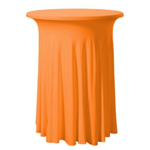 FANSU Cocktail Tischdecke,Tischdecke mit Rock Spandex Tischrock Stehtischhussen Elegant Stretch Stehtisch Husse für Bistrotisch, Cocktail Party Tischdecke für Hochzeit Bar (80x110cm,Orange) von FANSU