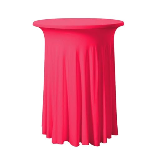 FANSU Cocktail Tischdecke,Tischdecke mit Rock Spandex Tischrock Stehtischhussen Elegant Stretch Stehtisch Husse für Bistrotisch, Cocktail Party Tischdecke für Hochzeit Bar (Rosenrot B,80x110cm) von FANSU