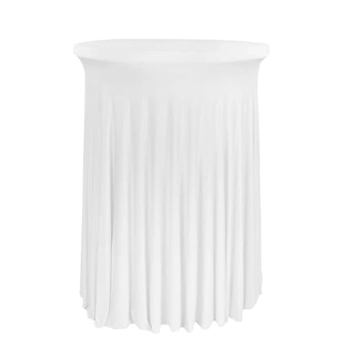 FANSU Cocktail Tischdecke,Tischdecke mit Rock Spandex Tischrock Stehtischhussen Elegant Stretch Stehtisch Husse für Bistrotisch, Cocktail Party Tischdecke für Hochzeit Bar (Weiß B,70x110cm) von FANSU
