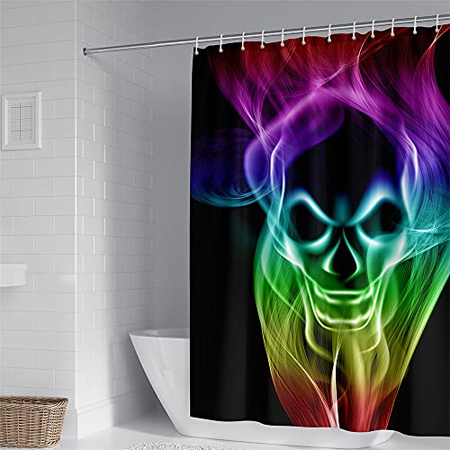 FANSU Duschvorhang 3D Drucken 100% Polyester Bad Vorhang Wasserdicht mit C-Form Kunststoff Haken mit 12 Ringe für Dusche und Badewanne (Farbe Flamme 5,180x200cm) von FANSU