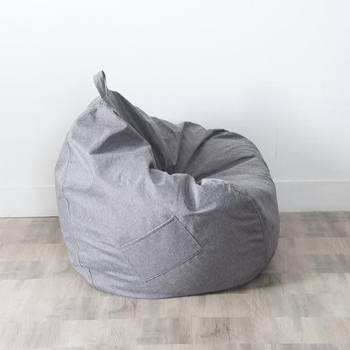 FANSU Einfarbig Leinen Sitzsack, Sitzsack Ohne Füllung, Sitzsack-Stuhlbezug Outdoor Indoor, Sitzsäcke für Kinder Erwachsene, Waschbar Textile Aufbewahrung (L,Hellgrau) von FANSU