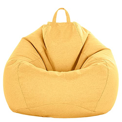 FANSU Einfarbig Sitzsack, Sitzsack Ohne Füllung Baumwolle Leinen Sitzsack-Stuhlbezug Waschbar Sitzbeutelabdeckung, Textile Aufbewahrung für Kinder Erwachsene (gelb,70x80cm) von FANSU