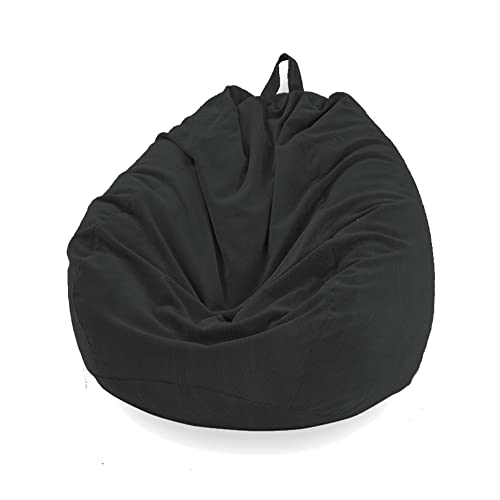 FANSU Einfarbig Sitzsack Waschbar Sitzsack Ohne Füllung Sitzsäcke für Kinder Erwachsene Sitzsack Outdoor Indoor Stofftier Aufbewahrung mit Reißverschlus (100x120cm,Schwarz) von FANSU