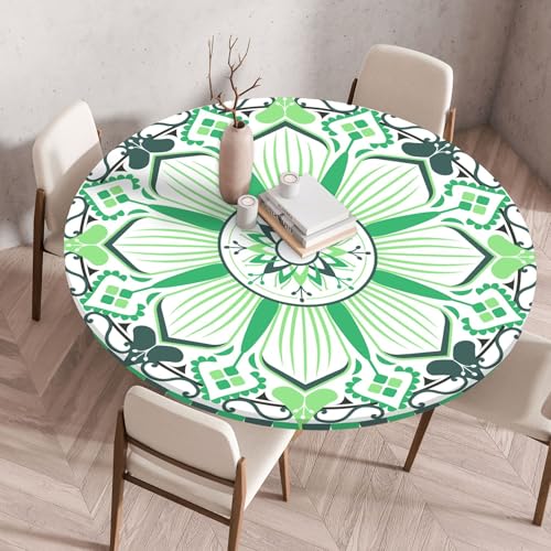 FANSU Elastisch Rund Gartentischdecke, Fleckschutz Tischdecke Outdoor Runde Tischtuch Abwischbare Dauerhaft Kratzfest Tischdecken für Küche Garten Restaurant (Kaleidoskop 3,Durchmesser 100cm) von FANSU