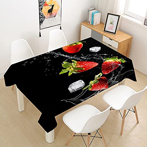 FANSU Erdbeere Tischdecke Wasserdicht Tischwäsche Küchentischabdeckung, Rechteckige Wasserabweisend Abwaschbar Tischtuch für Küche Esstisch Quadratischer Tisc Dekoration (Sommer,90x90cm) von FANSU