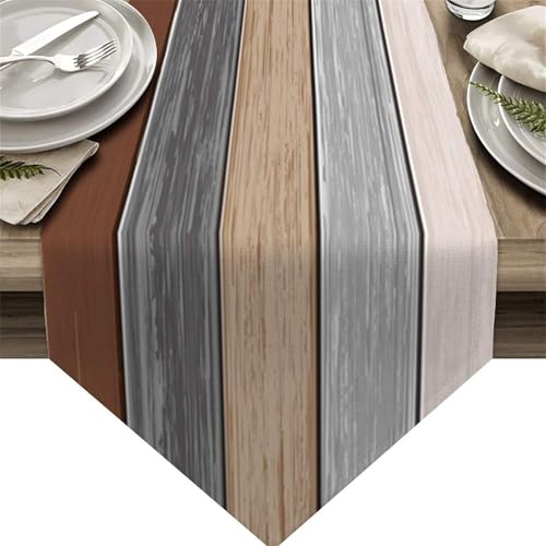 FANSU Farbverlaufsstreifen Tischläufer, Herbst Dekoration, Leinen Tischdecke, Waschbarer Tischdeko, Tischläufer Modern für Party, Kaffee, Esszimmer, Kommode, Schlafzimmer (33x120cm,Braun) von FANSU