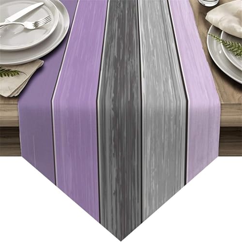 FANSU Farbverlaufsstreifen Tischläufer, Herbst Dekoration, Leinen Tischdecke, Waschbarer Tischdeko, Tischläufer Modern für Party, Kaffee, Esszimmer, Kommode, Schlafzimmer (33x120cm,Lila) von FANSU