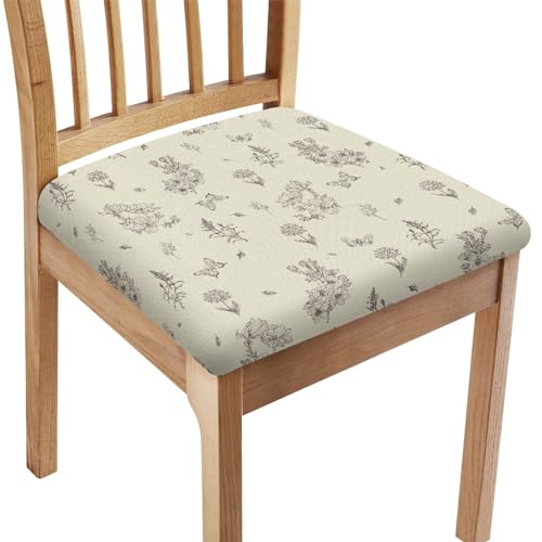 FANSU Floral Drucken Esszimmerstuhl Sitzbezüge, Stuhlbezug Sitzfläche 1 2 4 6er Set - Stuhl Sitzbezüge/Bezug für Stühle/Stuhlhussen für Stühle, für Küche Restaurant (6 Stück,Pflanze) von FANSU
