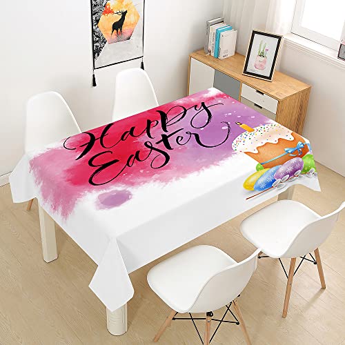 FANSU Frohe Ostern Tischdecke Wasserdicht Tischwäsche, Rechteckige Wasserabweisend Ostereier Korb Tischtuch Draussen Küchentischabdeckung für Garten Küche Outdoor Dekoration (140x160cm,Oster Kuchen) von FANSU