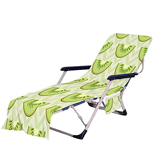 FANSU Frucht Schonbezug für Gartenliege Frottee Liegenauflage Garten Sonnenliege Handtuch mit 2 Taschen Stuhl Strandtuch für Schwimmbäder, Strände, Gartenhotels (Grün,75x210cm) von FANSU