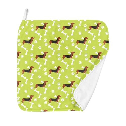 FANSU Geschirrtücher Küchenhandtuch 2 Stück, Dackel Muster Geschirrtuch Saugfähig Küchentücher Fusselfrei Trockentücher Weiche Küchenhandtücher Küchentuch (30x30cm,Braun Hund) von FANSU