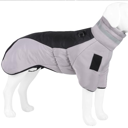 FANSU Grosse Hunde Hundemantel mit Ärmeln Hundemantel für Mittelgroßer Hunde Winter Hundemantel Warme Hundejacke Haustier Jacken Wattierte Kleidung (XL,Schwarz Grau) von FANSU