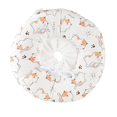 FANSU Halskrause Katze Weich, Soft Halskrausen für Katzen Atmungsaktives Schutzkragen Katze Einstellbarer Schützender Kragen für Katze und Hund (XL,Blume Katze) von FANSU