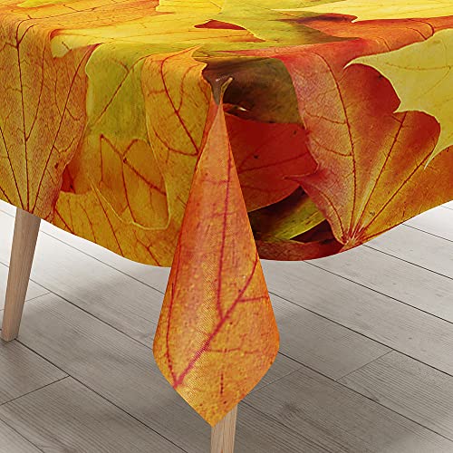 FANSU Herbst Tischdecke Tischwäsche, 3D Ahornblatt Rechteckige Abwaschbar Tischtuch Draussen Küchentischabdeckung für Garten Küche Outdoor Dekoration (140x260cm,Herbst) von FANSU