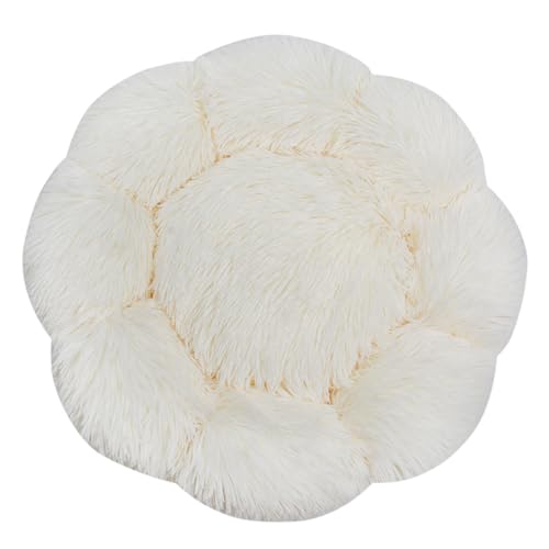 FANSU Hundebett Hundekissen Plüsch Blumen Weichem Hundesofa rutschfest Base Katzenbett Donut für Kleine Mittlere oder große Hunde (Beige,XL:70CM) von FANSU