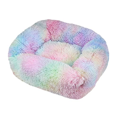 FANSU Hundebett Quadrat Hundekissen Plüsch weichem Hundesofa rutschfest Base Katzenbett Donut Größe und Farbe wählbar (L,bunt) von FANSU