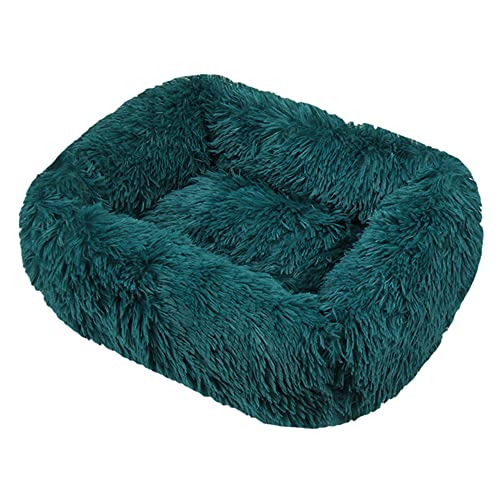 FANSU Hundebett Quadrat Hundekissen Plüsch weichem Hundesofa rutschfest Base Katzenbett Donut Größe und Farbe wählbar (M,Cyan) von FANSU