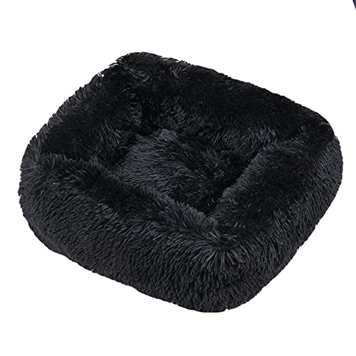 FANSU Hundebett Quadrat Hundekissen Plüsch weichem Hundesofa rutschfest Base Katzenbett Donut Größe und Farbe wählbar (M,Schwarz) von FANSU