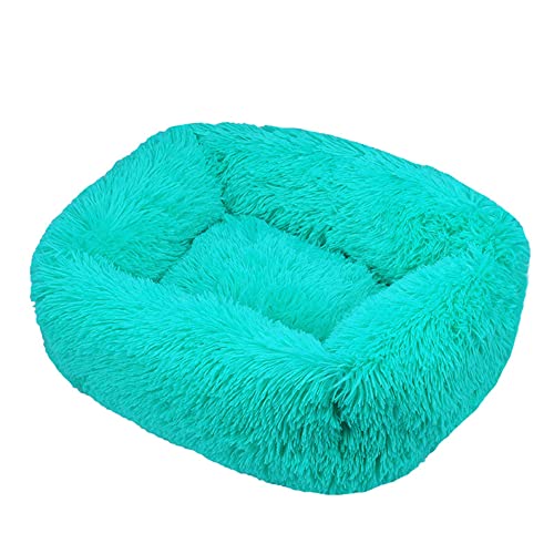 FANSU Hundebett Quadrat Hundekissen Plüsch weichem Hundesofa rutschfest Base Katzenbett Donut Größe und Farbe wählbar (M,Türkis) von FANSU