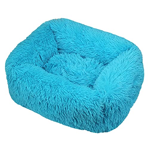 FANSU Hundebett Quadrat Hundekissen Plüsch weichem Hundesofa rutschfest Base Katzenbett Donut Größe und Farbe wählbar (S,Blau) von FANSU