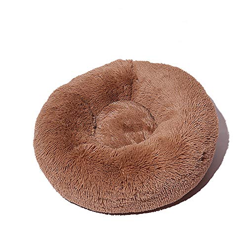 FANSU Hundebett rund Hundekissen Plüsch weichem Hundesofa rutschfest Base Katzenbett Donut Größe und Farbe wählbar (Khaki,70CM) von FANSU