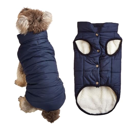 FANSU Hundemantel Winter Wasserdicht, Warme Hundejacke Wasserdicht Herbst Haustier Jacken Wattierte Kleidung für Kleine Hunde Mittlere Hunde Große Hunde (2XL,Marineblau) von FANSU