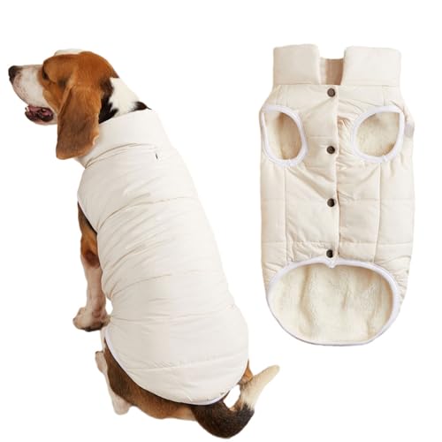 FANSU Hundemantel Winter Wasserdicht, Warme Hundejacke Wasserdicht Herbst Haustier Jacken Wattierte Kleidung für Kleine Hunde Mittlere Hunde Große Hunde (2XL,Weiß) von FANSU