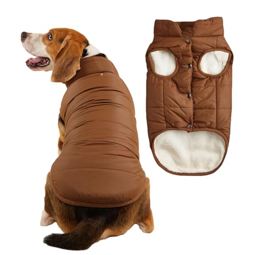 FANSU Hundemantel Winter Wasserdicht, Warme Hundejacke Wasserdicht Herbst Haustier Jacken Wattierte Kleidung für Kleine Hunde Mittlere Hunde Große Hunde (3XL,Braun) von FANSU